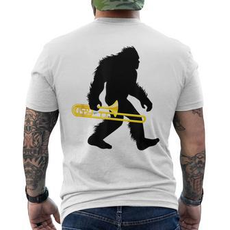 Bigfoot Trombone Sasquatch Trombonist Apparel Men's T-shirt Back Print - Monsterry