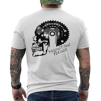 Biking Skull T Gears Bike Mountain Bike Men's T-shirt Back Print - Monsterry