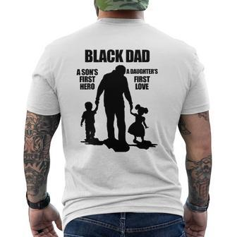 Black African American Father's Day Afrocentric Dad Mens Back Print T-shirt | Mazezy