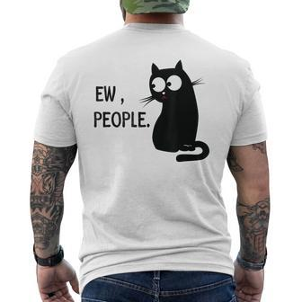 Black Cat Ew People Meow Kitty Men's T-shirt Back Print - Monsterry CA