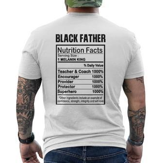 Black Father Nutrition Facts Melanin King Mens Back Print T-shirt | Mazezy