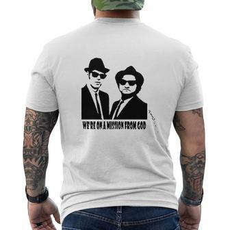 The Blues Brothers Inspired We're On A Mission From God Mens Back Print T-shirt - Thegiftio UK