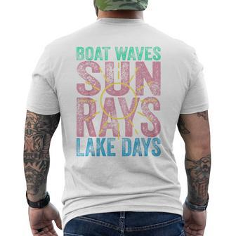 Boat Waves Sun Rays Lake Days Cute Retro 70S Summer Vacation Men's T-shirt Back Print | Mazezy AU