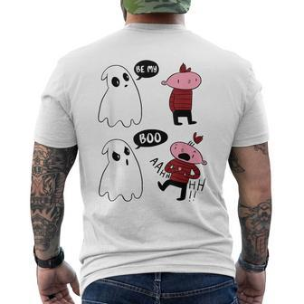 Be My Boo Ghost Valentines Day Men's T-shirt Back Print - Monsterry AU