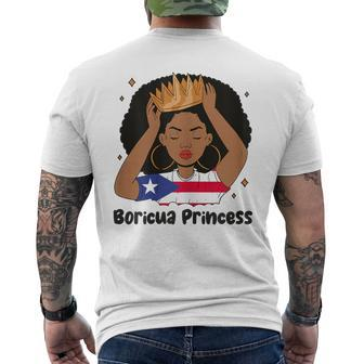 Boricua Princess Afro Hair Latina Heritage Puerto Rico Girl Men's T-shirt Back Print - Monsterry AU
