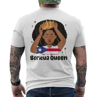 Boricua Queen Afro Hair Latina Heritage Puerto Rico Queen Men's T-shirt Back Print - Monsterry