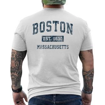 Boston Massachusetts Ma Vintage Sports Navy Print Men's T-shirt Back Print - Monsterry DE