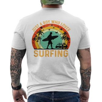 Boy That Love Surfing Vintage Loving Surfer Boy Men's T-shirt Back Print - Monsterry
