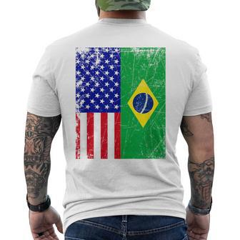 Brazilian American Flag Half Brazil Half Usa Pride Men's T-shirt Back Print - Monsterry CA