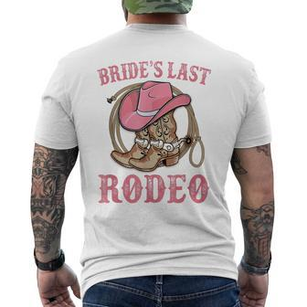 Bride's Last Rodeo Cowgirl Hat Bachelorette Party Wedding Men's T-shirt Back Print - Monsterry DE