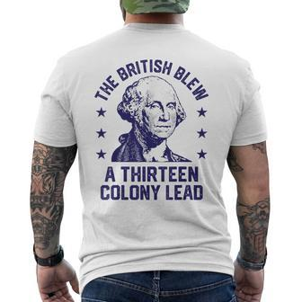 The British Blew A 13 Colony Lead Retro Us George Washington Men's T-shirt Back Print - Monsterry