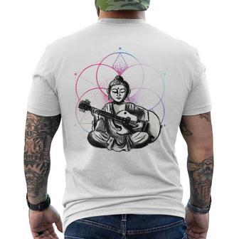 Buddha Playing Guitar Yoga Zen Meditation Music Lover Mens Back Print T-shirt - Thegiftio UK