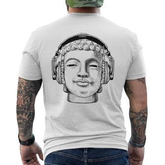 Buddha Vibes Cool Buddha With Headphones Gym Yoga Men's T-shirt Back Print - Monsterry