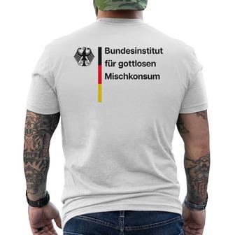 Bundesinstitut Für Gottlosen Mischkonsum Gottloser Ironie T-Shirt mit Rückendruck - Geschenkecke