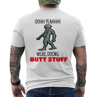 Butt Stuff Were Doing Butt Stuff Alien Work Out Men's T-shirt Back Print - Monsterry CA