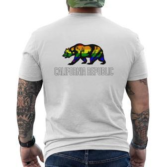 California Flag Gay Pride Bear Rainbow Cali Lgbtq Mens Back Print T-shirt - Thegiftio UK
