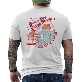 California Surfer Huntington Beach Orange County Surfing Men's T-shirt Back Print | Mazezy
