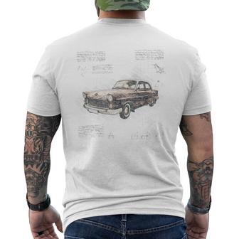 Car Vintage Retro Blueprint Automobile Auto Lovers Men's T-shirt Back Print - Monsterry AU