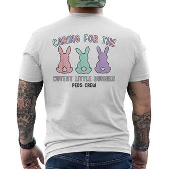 Caring For The Cutest Little Bunnies Peds Crew Easter Nurse Men's T-shirt Back Print | Mazezy