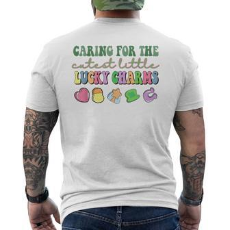 Caring For The Cutest Little Lucky Charm St Patrick's Day Men's T-shirt Back Print - Thegiftio