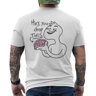 Cartoon Man Holding Brain Sarcasm Men's T-shirt Back Print - Thegiftio UK