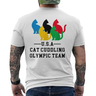 Cat Cuddling Olympic Team Men's T-shirt Back Print - Monsterry DE