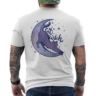 Cat Witch Moon Kitty Cats Purple Moonchild Men's T-shirt Back Print - Monsterry