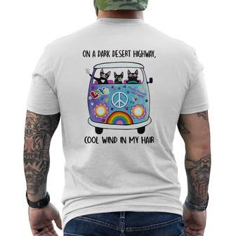 Cats And Hippie Bus On A Dark Desert Highway Cool Wind In My Hair Shirt Mens Back Print T-shirt - Thegiftio UK