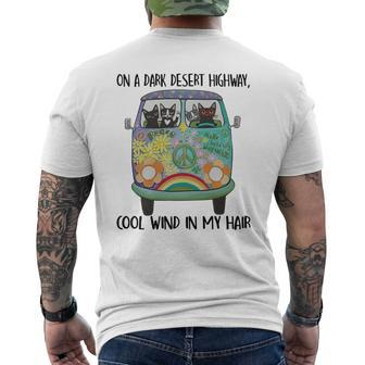 Cats Hippie On A Dark Desert Highway Cool Wind In My Hair Shirt Mens Back Print T-shirt - Thegiftio UK