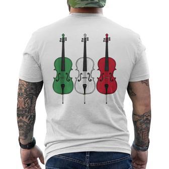 Cello Italian Flag Cellist String Musician Italy Men's T-shirt Back Print - Monsterry DE