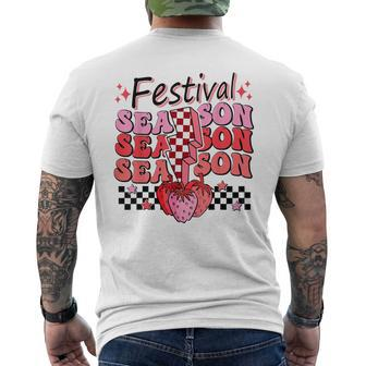 Checkered Lightning Festival Season Strawberry Fruit Lover Men's T-shirt Back Print - Monsterry DE