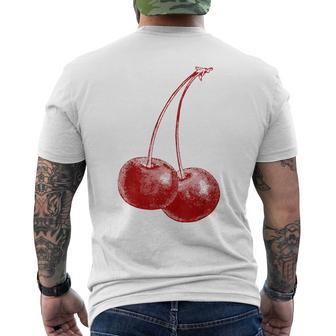 Cherry Fruit Vintage Graphic Cherry Men's T-shirt Back Print - Monsterry