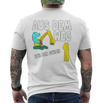 Children's 1St Birthday Ich Bin Schon 1 Jahrjunge Digger Dino T-Shirt mit Rückendruck - Seseable