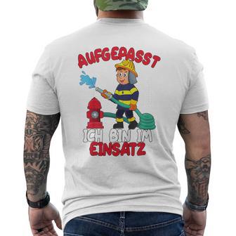 Children's Aufgepasst Ich Bin Im Einsatz T-Shirt mit Rückendruck - Geschenkecke