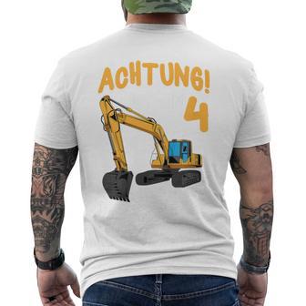 Children's Digger Birthday 'Ich Bin 4 Jahre Bausite' T-Shirt mit Rückendruck - Seseable