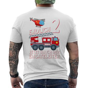 Children's Fireman Endlich 2 Jetzt Bin Ich Einsatzeiteiteiter 80 T-Shirt mit Rückendruck - Seseable