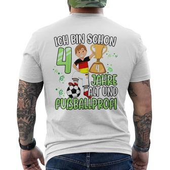 Children's Football Boy 4Th Birthday Ich Bin Schon 4 Jahre 80 T-Shirt mit Rückendruck - Seseable