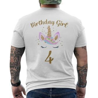 Children's Geburtstags 4 Jahre Mädchen Unicorn T-Shirt mit Rückendruck - Seseable