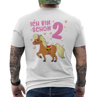Children's Ich Bin Schon 2 Pferd Zwei Jahre Pony 2 Geburtstag T-Shirt mit Rückendruck - Seseable
