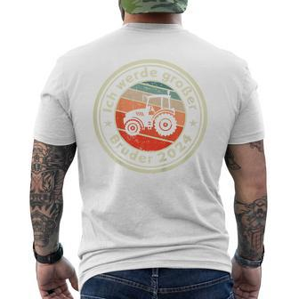 Children's Ich Werde Große Bruder 2024 Tractor Farm T-Shirt mit Rückendruck - Seseable