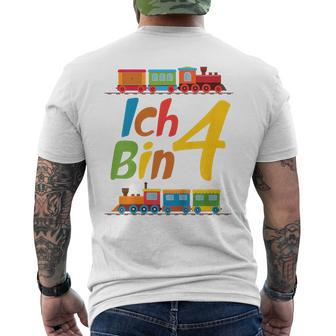 Children's Junge Geburtstag 4 Jahre Zug Railway Four Birthday T-Shirt mit Rückendruck - Seseable