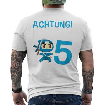 Children's Ninja 5Th Birthday Achtung Ich Bin Fünf T-Shirt mit Rückendruck - Seseable