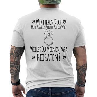 Children's Willst Du Meine Papa Marrate T-Shirt mit Rückendruck - Geschenkecke