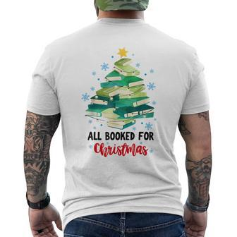 Christmas Book Tree All Booked For Christmas Xmas Book Tree Men's T-shirt Back Print - Thegiftio UK