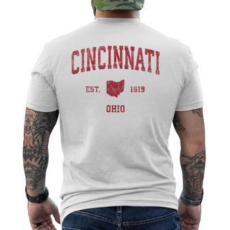 Cincinnati Ohio Oh Vintage Sports Red Print Men's T-shirt Back Print - Monsterry