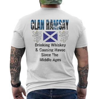 Clan Ramsay Tartan Scottish Family Name Scotland Pride Men's T-shirt Back Print - Seseable
