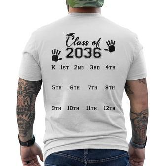Class Of 2036 Yearly Graduation Hand Print Kindergarten 12Th Men's T-shirt Back Print - Seseable