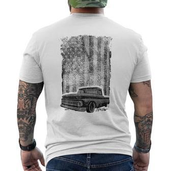 Classic Us Flag Vintage Pickup Truck Men's T-shirt Back Print - Monsterry