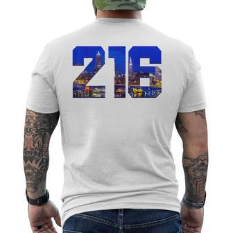 Cleveland 216 Area Code Pride Skyline Ohio Vintage Men's T-shirt Back Print - Monsterry