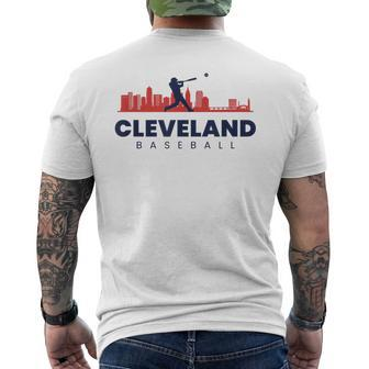 Cleveland Baseball Minimalist City Skyline Baseball Lover Men's T-shirt Back Print - Monsterry